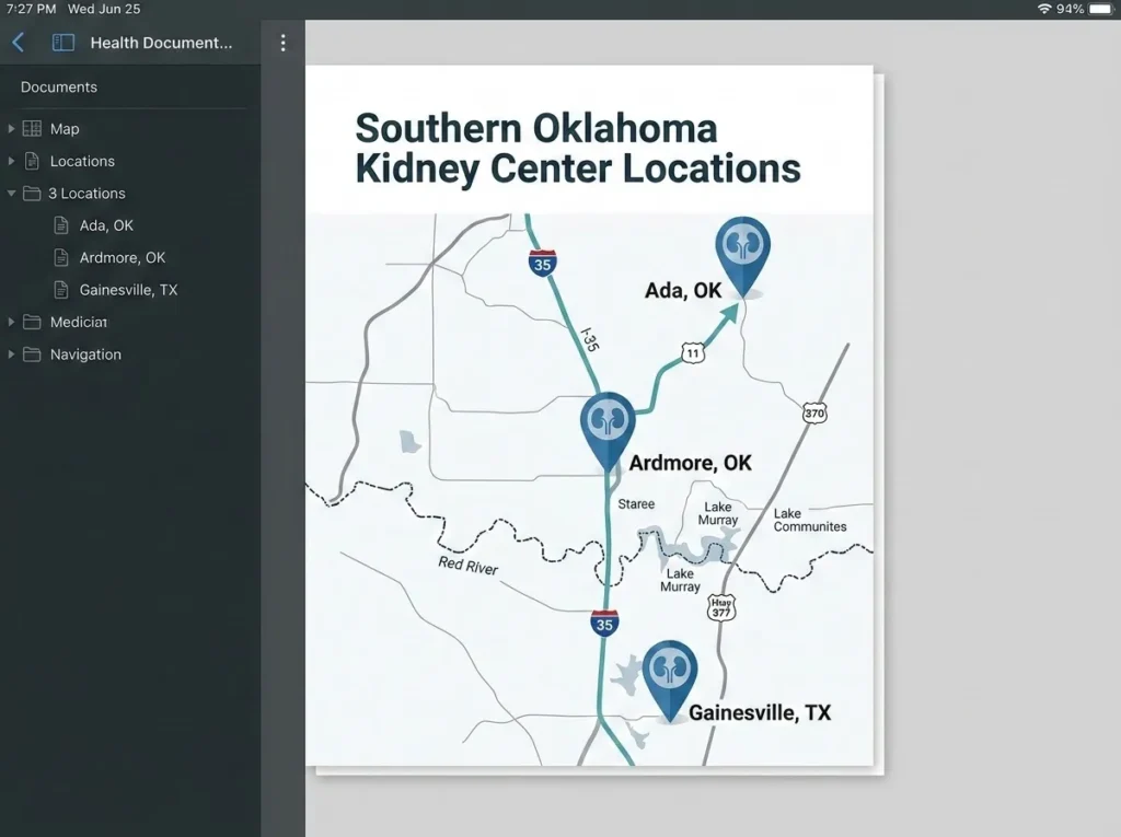 Southern Oklahoma Kidney Center locations serving Ardmore, Ada and Gainesville patients