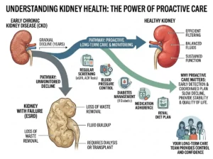 Patient and family planning long-term kidney failure care with a nephrology team